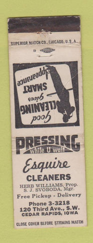 Matchbook Cover - Esquire Cleaners Cedar Rapids IA WORN