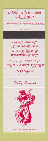 Matchbook Cover - Haifa Middle Eastern Restaurant Toronto ON girlie