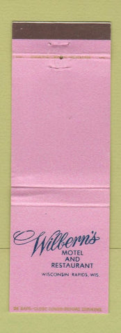 Matchbook Cover - Wilbern's Motel Restaurant Wisconsin Rapids WI WEAR