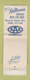 Matchbook Cover - Wilbern's Motel Restaurant Wisconsin Rapids WI WEAR