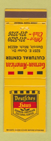 Matchbook Cover - Deutsches Haus German Detroit MI