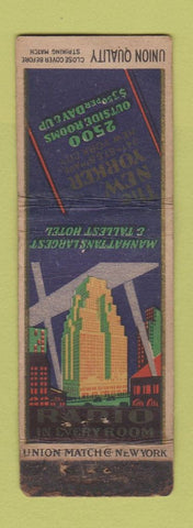 Matchbook Cover - New Yorker Hotel New York City UNION QUALITY WORN