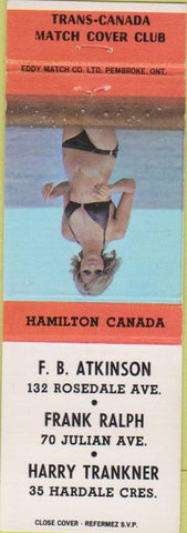 Matchbook Cover - Trans Canada Match Club Hamilton ON pinup orange