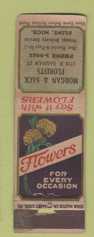 Matchbook Cover - Morgan Sack Flowers Flint MI STAR MATCH WORN