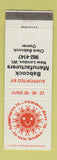 Matchbook Cover - Babcock Manufacturing New London WI Summer Daze 1976