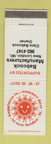 Matchbook Cover - Babcock Manufacturing New London WI Summer Daze 1976