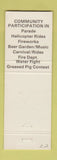 Matchbook Cover - Babcock Manufacturing New London WI Summer Daze 1976