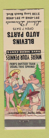 Matchbook Cover - Blevis Auto Parts Long Beach CA hillbilly