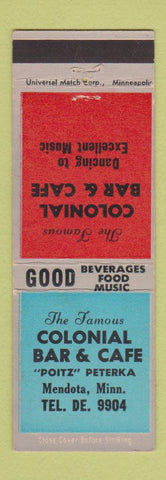Matchbook Cover - Colonial Bar and Cafe Mendota MN