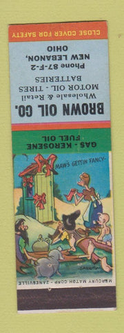 Matchbook Cover - Brown Oil Company New Lebanon OH hillybilly