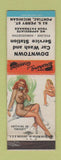 Matchbook Cover - Downtown Car Wash oil gas Simonizing Pontiac MI pinup