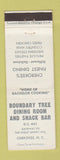 Matchbook Cover - Boundary Tree Restaurant Cherokee NC