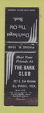 Matchbook Cover - The Bank Club El Paso TX WORN