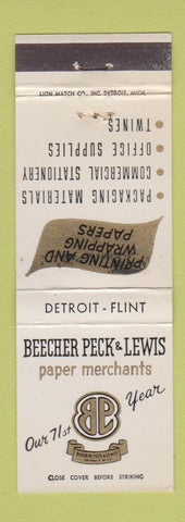 Matchbook Cover - Beecher Peck and Lewis Paper Detroit Flint MI WEAR
