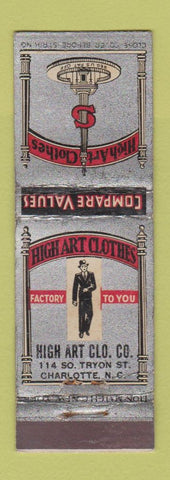 Matchbook Cover - High Art Men's Clothes Charlotte NC
