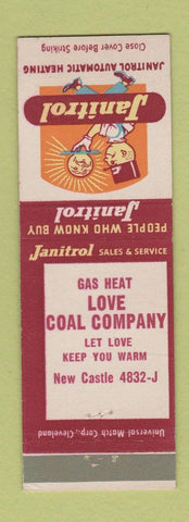Matchbook Cover - Janitrol Heaters Love Coal New Castle PA