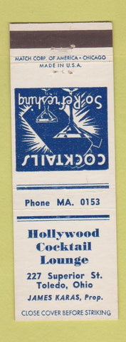 Matchbook Cover - Hollywood Cocktail Lounge Toledo OH