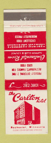 Matchbook Cover - Carlton Hotel Rochester MN
