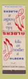 Matchbook Cover - Albers Stores Atlanta GA WEAR