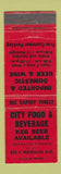 Matchbook Cover - City Food and Beverage liquor Big Rapids MI WEAR