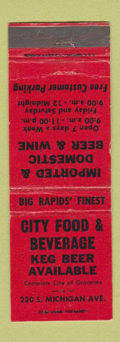 Matchbook Cover - City Food and Beverage liquor Big Rapids MI WEAR
