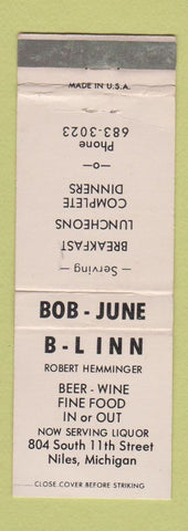 Matchbook Cover - B Line Restaurant Niles MI