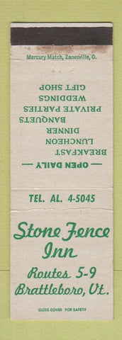 Matchbook Cover - Stone Fence Inn Brattleboro VT