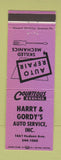 Matchbook Cover - Harry Gordy's Auto Service