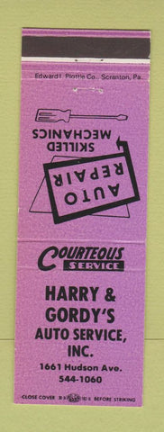 Matchbook Cover - Harry Gordy's Auto Service
