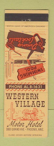 Matchbook Cover - Western Village Motor Hotel Phoenix AZ