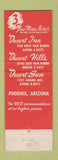Matchbook Cover - Desert Inn Phoenix AZ WEAR
