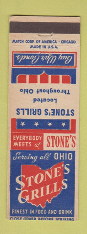 Matchbook Cover - Stone's Grills OH CHAIN