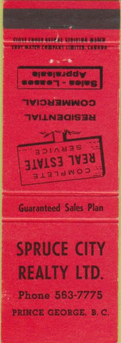 Matchbook Cover - Spruce City Realty Prince George BC