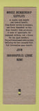 Matchbook Cover - Moose City Home Moose Club Indianapolis IN