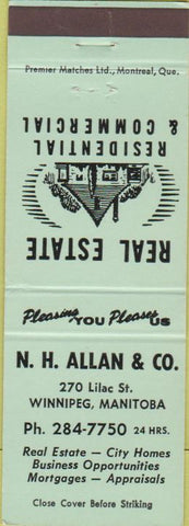 Matchbook Cover - NH Allan  and  Co Winnipeg Manitoba