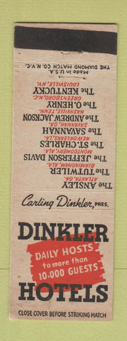 Matchbook Cover - Dinkler Hotels Atlanta GA Montgomery Birmingham AL Nashville