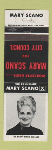 Matchbook Cover - Mary Scano Worcester MA City Council Election