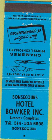 Matchbook Cover - Hotel Bowker Bonsecours