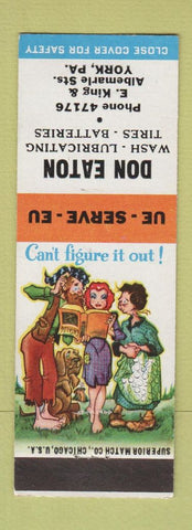 Matchbook Cover - Don Eaton Car Was oil changes York PA hillbilly