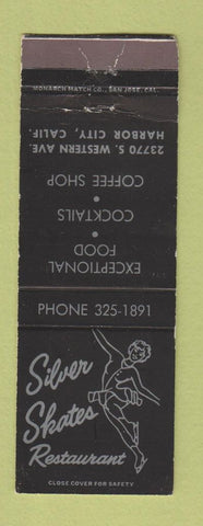 Matchbook Cover - Silver Skates Restaurant Harbor City CA girlie WEAR