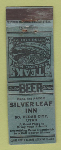 Matchbook Cover - Silver Leaf Inn South Cedar City UT WORN