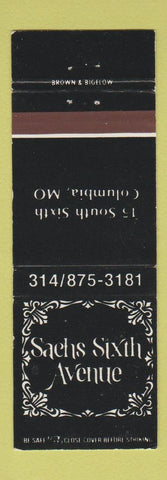 Matchbook Cover - Sachs Sixth Avenue Columbia MO