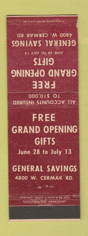 Matchbook Cover - General Savings Chicago IL