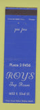 Matchbook Cover - Roy's Tap Room Chicago?