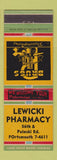 Matchbook Cover - Lewicki Drug Chicago IL