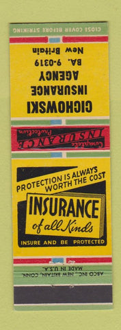 Matchbook Cover - Chichowski Insurance Agency New Britain CT