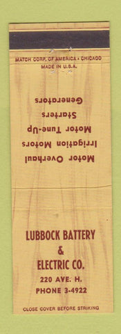 Matchbook Cover - Lubbock Battery and Electric TX?
