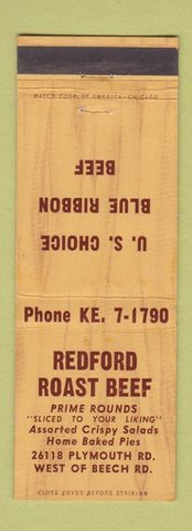 Matchbook Cover - Redford Roast Beef