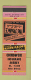 Matchbook Cover - Chichowski Insurance Agency New Britain CT