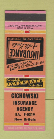 Matchbook Cover - Chichowski Insurance Agency New Britain CT